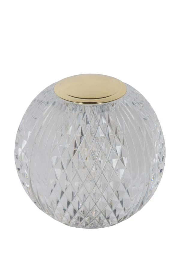 Lucide CINTRA - Lampe de table Rechargeable - Batterie/Piles - Ø 11 cm - LED 3 StepDim - 1x2W 2700K - Transparent - éteint